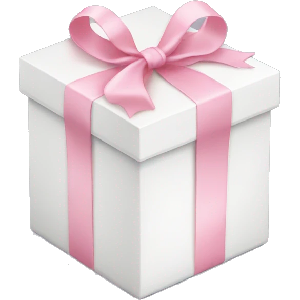 white gift box with baby pink ribbon emoji