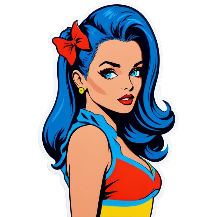 Pop art sexy women with blue hear emoji