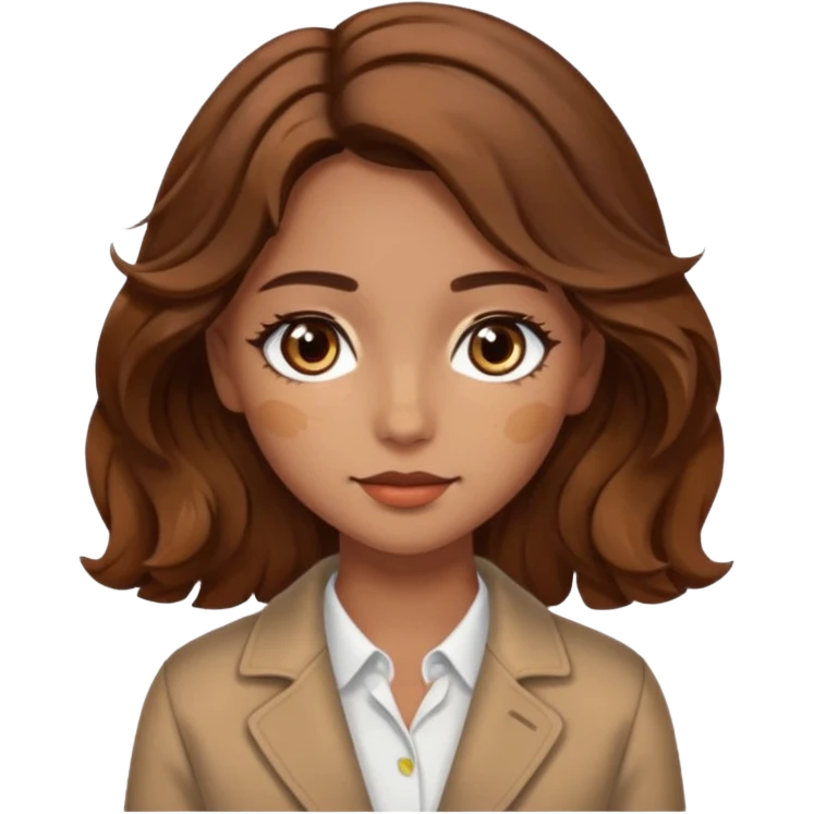 girl with wavy hair, almond shaped eyes, birthmark near her eye, tan, with swag emoji