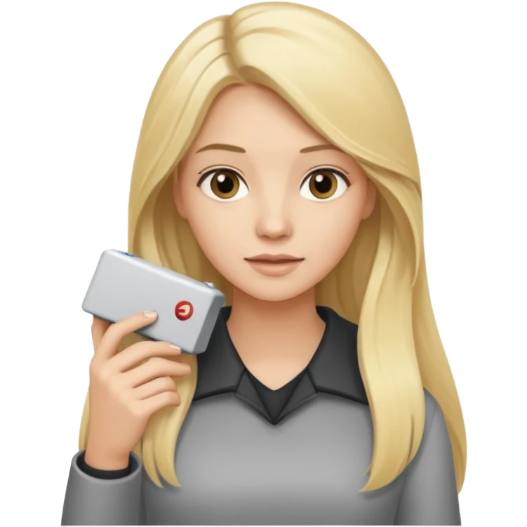 mujer  joven rubia con pelo largo con modem de internet emoji