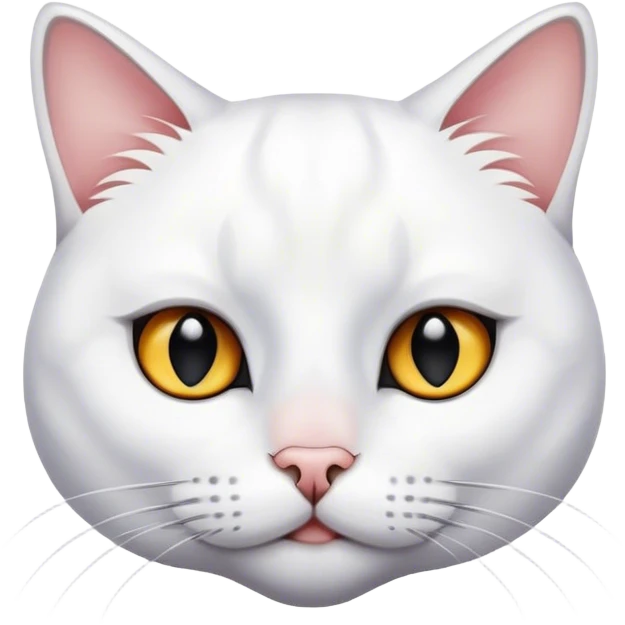 White cat with black spot near her nose and  emoji