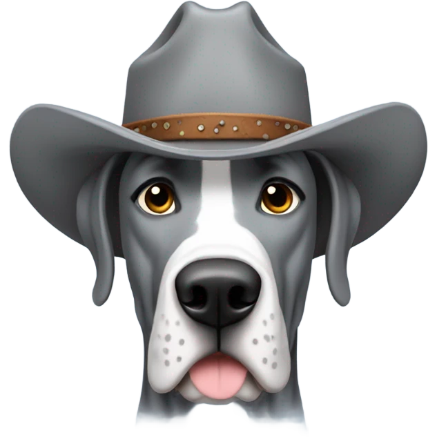 Grey Great Dane in a cowboy hat emoji