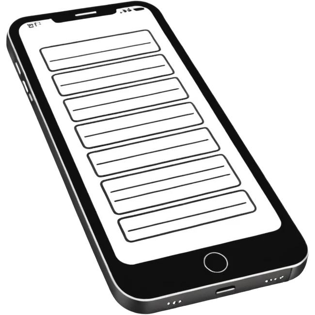 Minimalistic flat vector icon, iOS style, thin black contour on white background. Smartphone with code brackets <> on the screen. Clean, no text, no shadows emoji