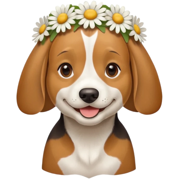 Beagle wearing a daisy flower on its head  emoji