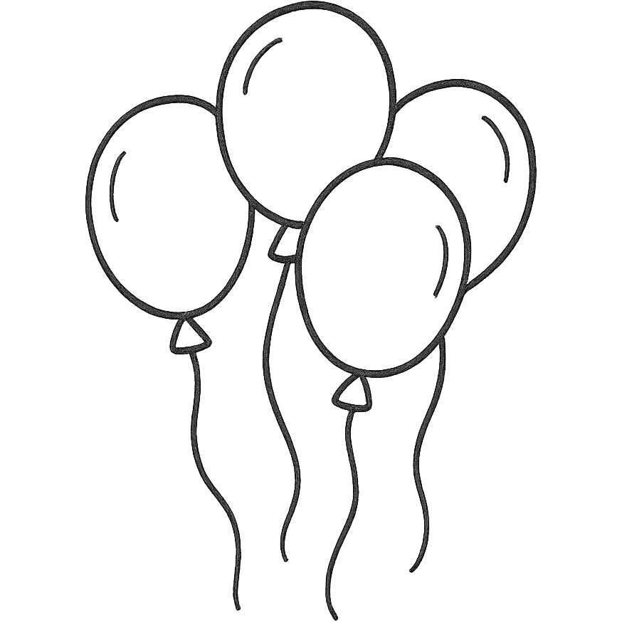 a bunch of hand-drawn outlined balloons, playful emoji