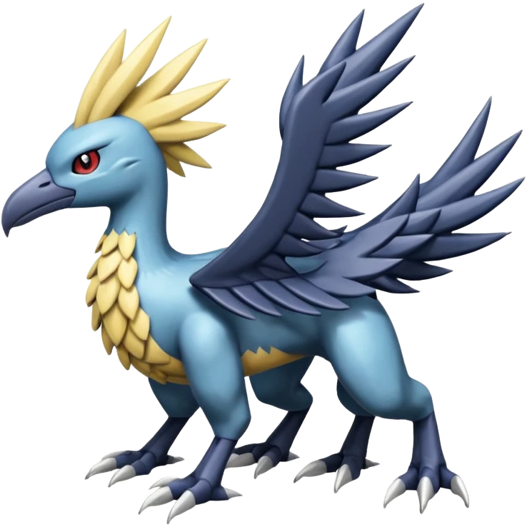 Nargacuga-Chocobo-Dialga-Palkia-Pokémon-Fusion, full body emoji