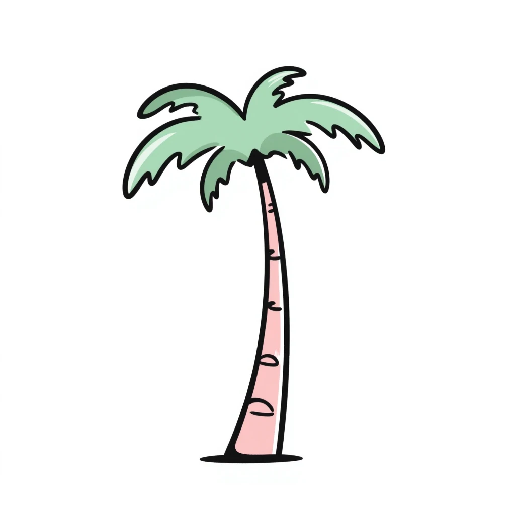 palm tree with pastel mint trunk and pastel pink leaves emoji