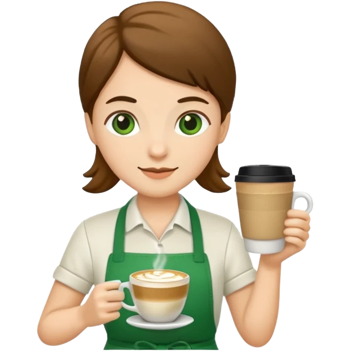 Barista + green apron + latte cup emoji