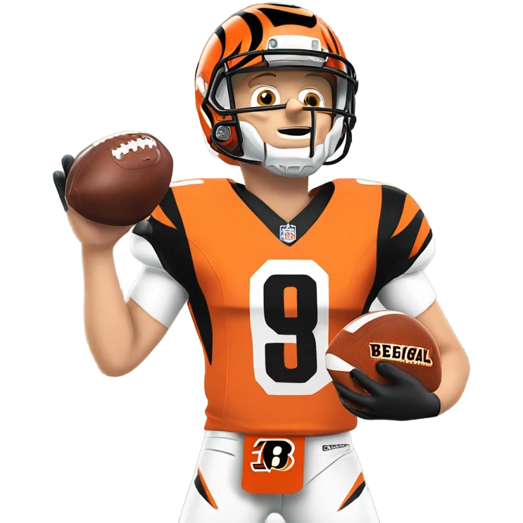 Joe burrow playing for the Cincinnati bengals emoji