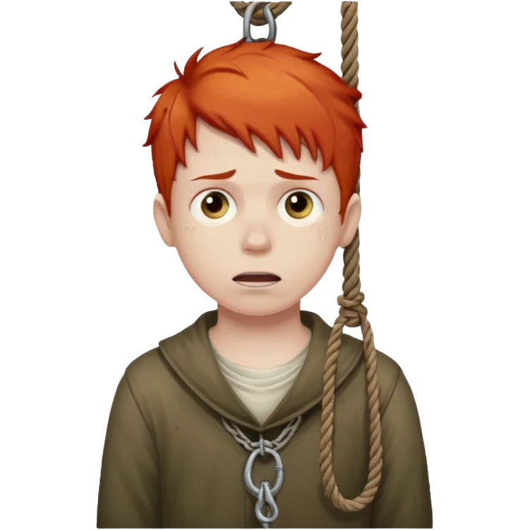 red headed boy hanging by his neck from a noose emoji