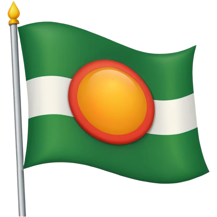 Flag with with 1 red, 1 white and 1 green (in that order) horizontal and an orange/yellow pointed sun in the middle emoji