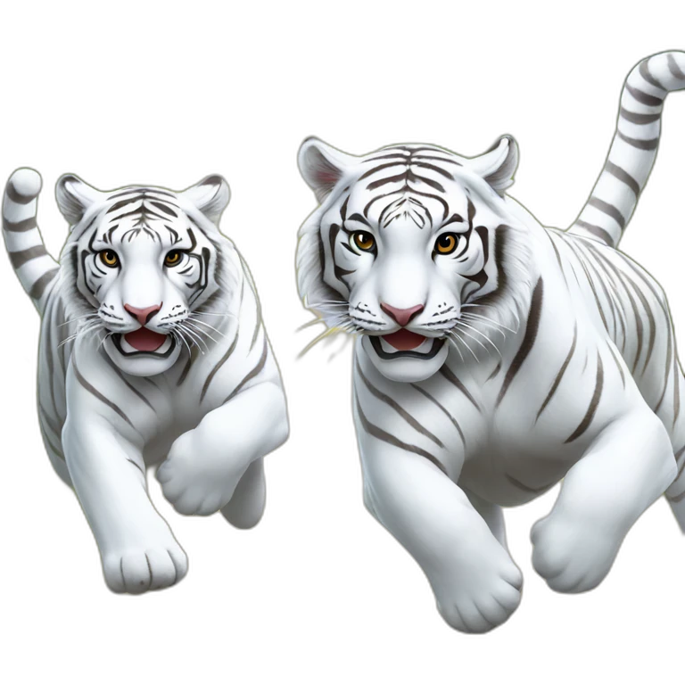 3 white tigers running to the left emoji