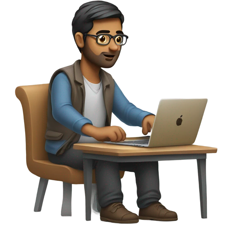 Indian developer typing on MacBook  emoji