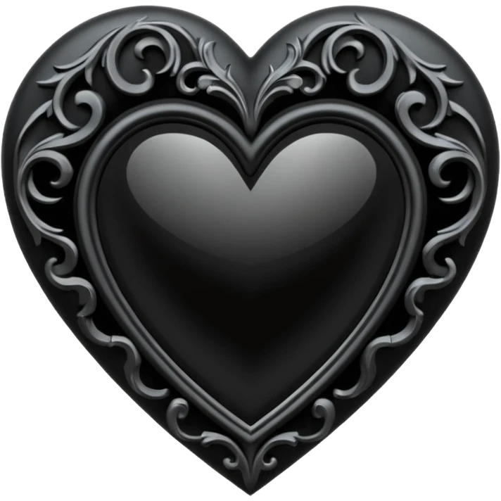 goth themed heart with a dark mirror emoji