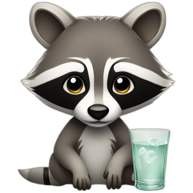 Racoon with gin glass emoji
