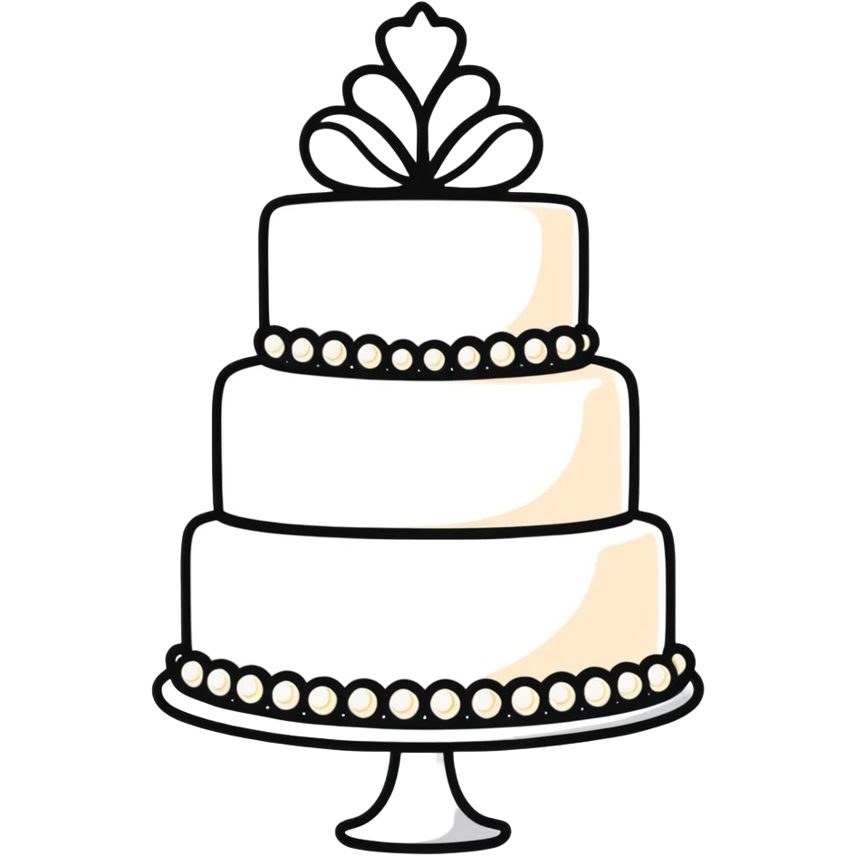 white wedding cake with pearl decorations emoji
