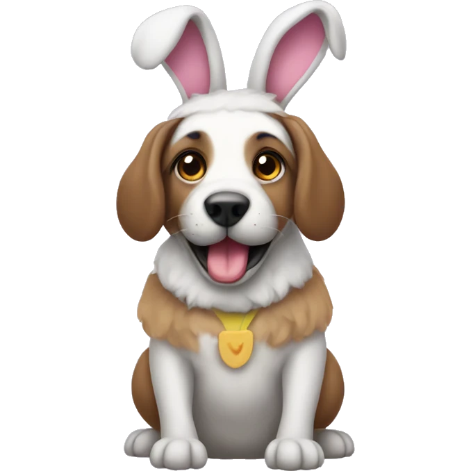 Easter bunny wearing a dog costume emoji
