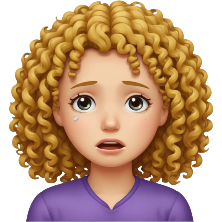 ragazza capelli ricci piange emoji