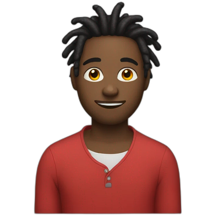 black man with dreads and red shirt emoji