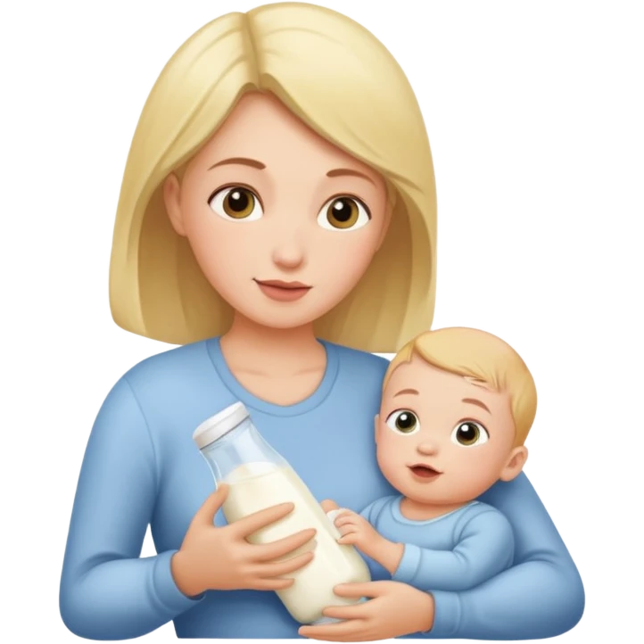 Mom feeding baby with milk emoji
