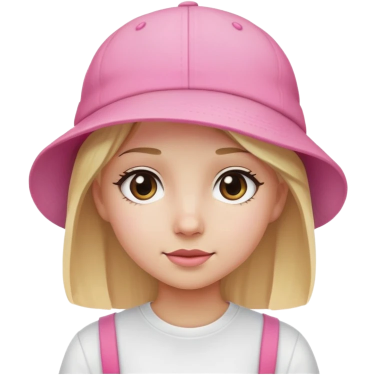 blonde girl pink backwards hat white emoji