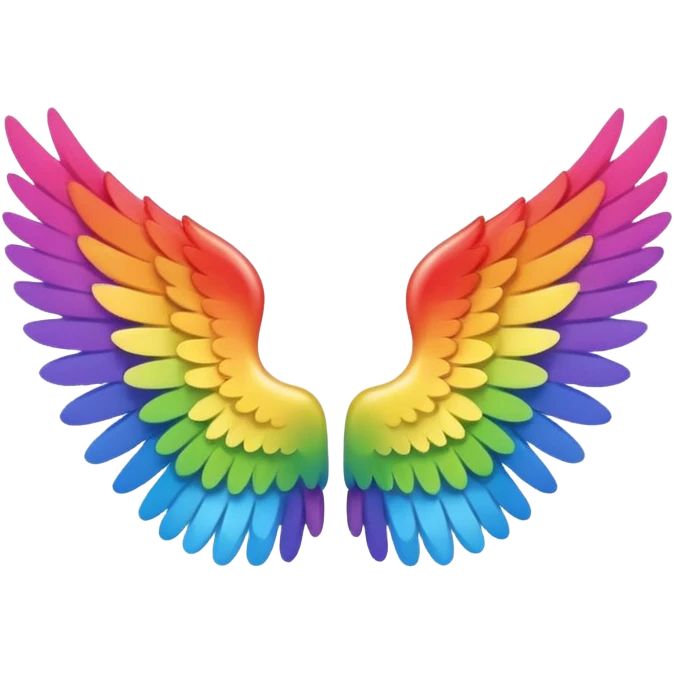 Simple small rainbow angel wings. Simple cute small left and right rainbow angel wings. Only wings. emoji