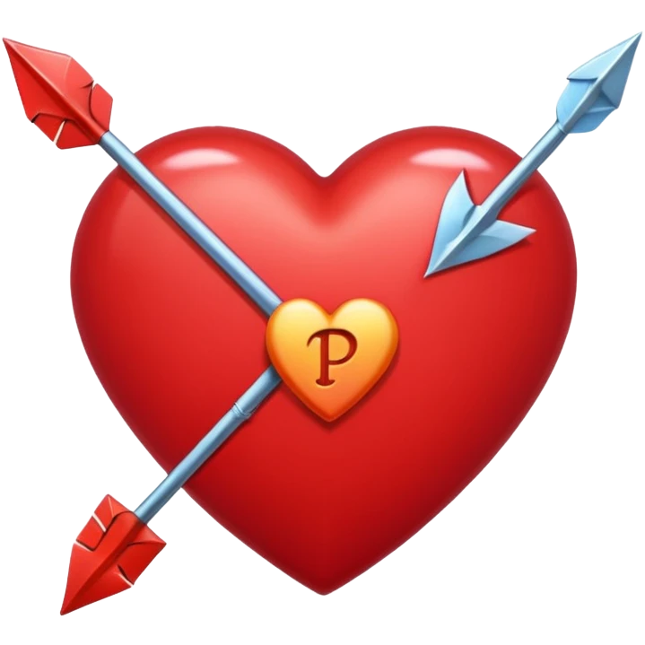 Un corazón con una flecha y una P emoji
