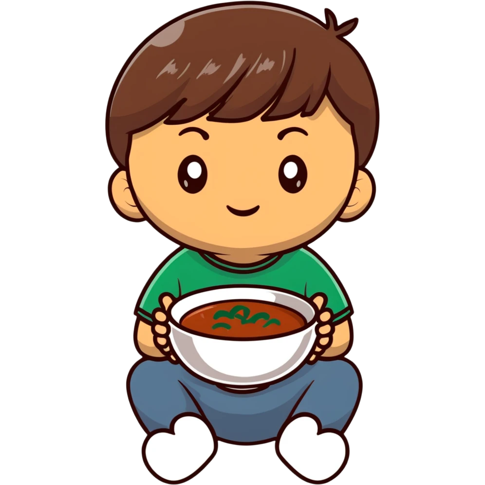 kid with a long head, stubby nose, Mexican features, bowl cut brown hair, brown eyes emoji