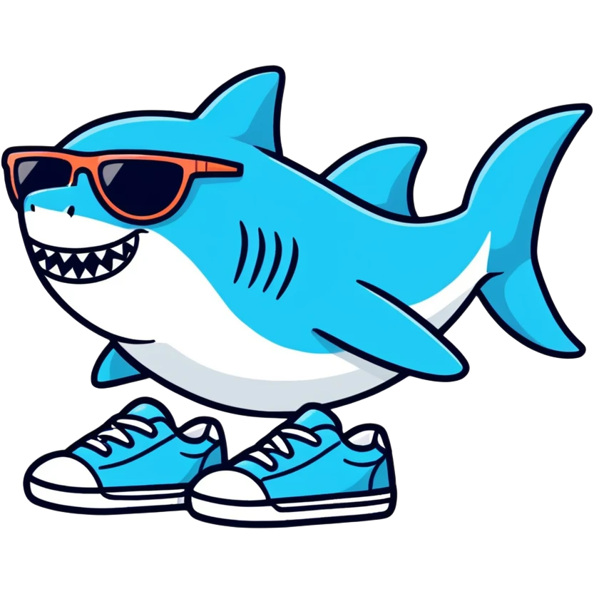 shark with blue sneakers and sunglasses  emoji