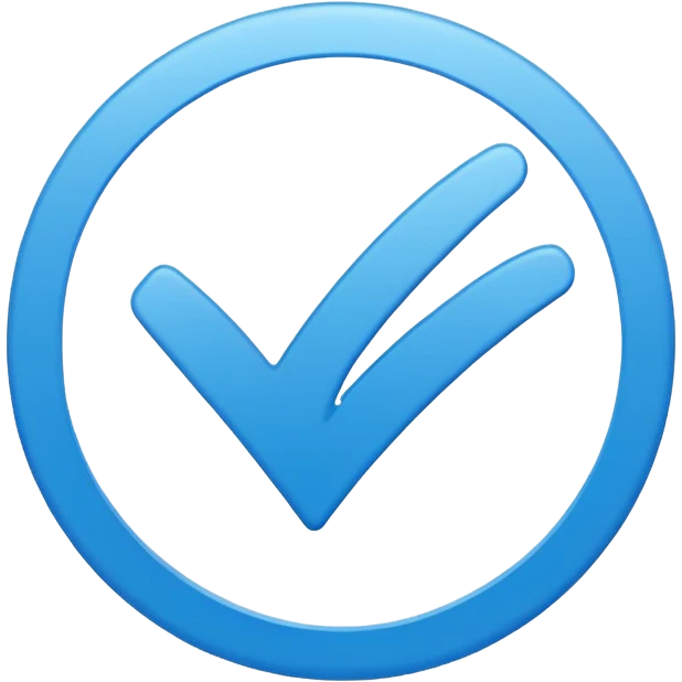 Mavi yuvarlağın içinde beyaz tik emoji