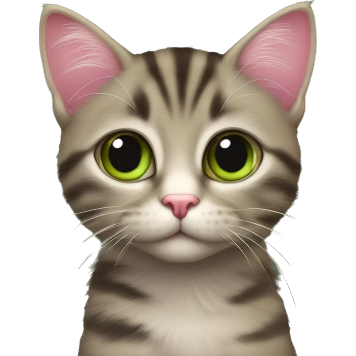 gattina con pelo color mogano e strisce grigio scuro sulla fronte. occhi verde oliva. nasino rosa. sta dormendo  emoji