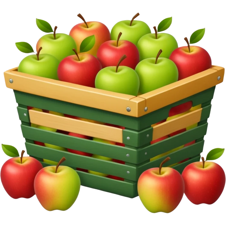 Red, green and yellow apples in a hamper emoji