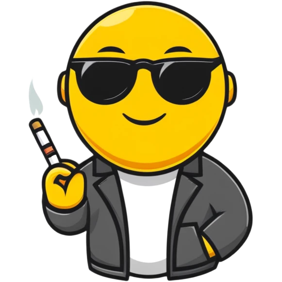 Emoji with sunglasses holding a cigarette  emoji