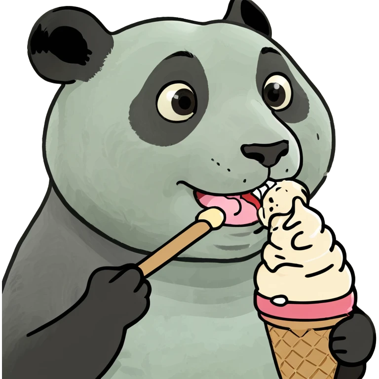 Panda eating ice cream emoji