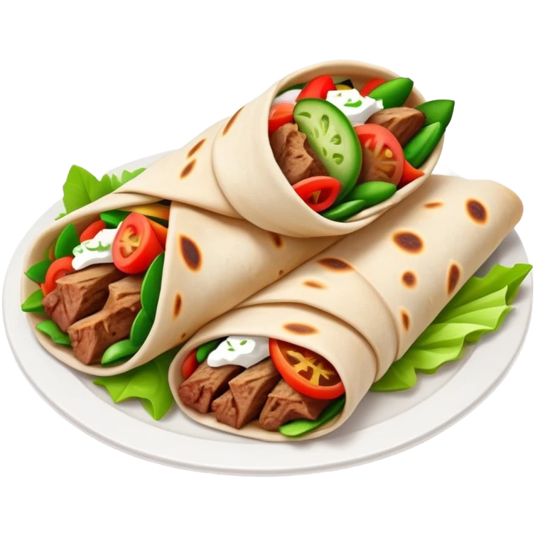 cinematic-realistic-gyros-dish-emoji,-showcasing-succulent,-spiced-meat-wrapped-in-pita-with-fresh-vegetables-rendered-with-lifelike-detail-and-dynamic,-appetizing-lighting. emoji