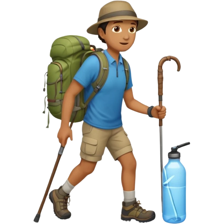 memoji face iphone: men, a solo hiker with carrying a few items and make it face only emoji