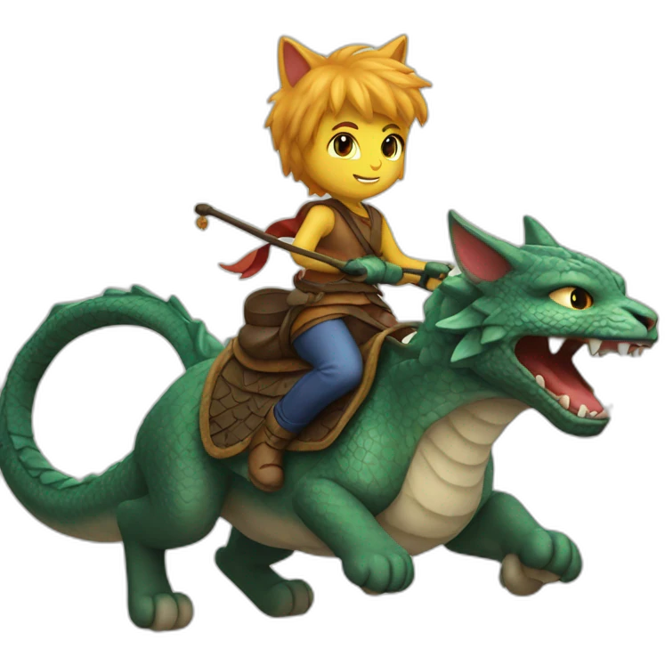 a cat ridding on a dragon emoji