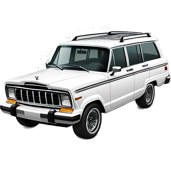 modern white Jeep Wagoneer SUV, sleek design, iconic seven-slot grille, large wheels, and smooth body curves 2022 model emoji