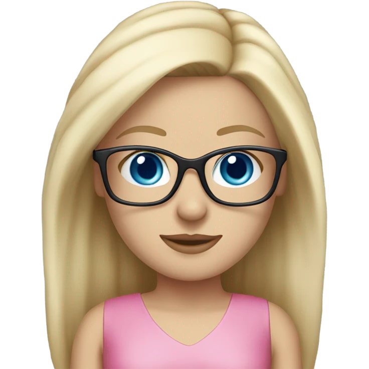 White girl blonde hair blue eyes pink dress wearing glasses  emoji