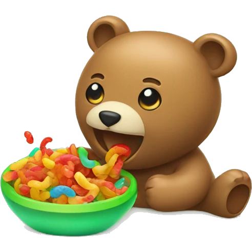 whiye bear eats gummy worms emoji
