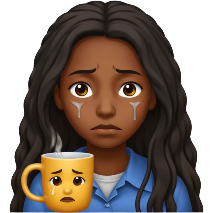 prisoner sad Long haired black Woman on a mug shot emoji
