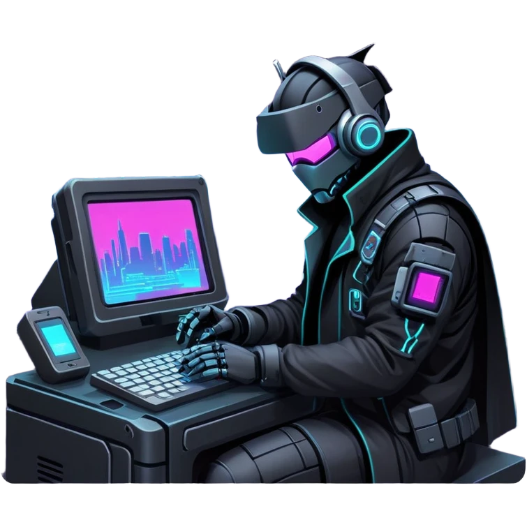 Dark night cyberpunk, cybercore, vaporwave emoji