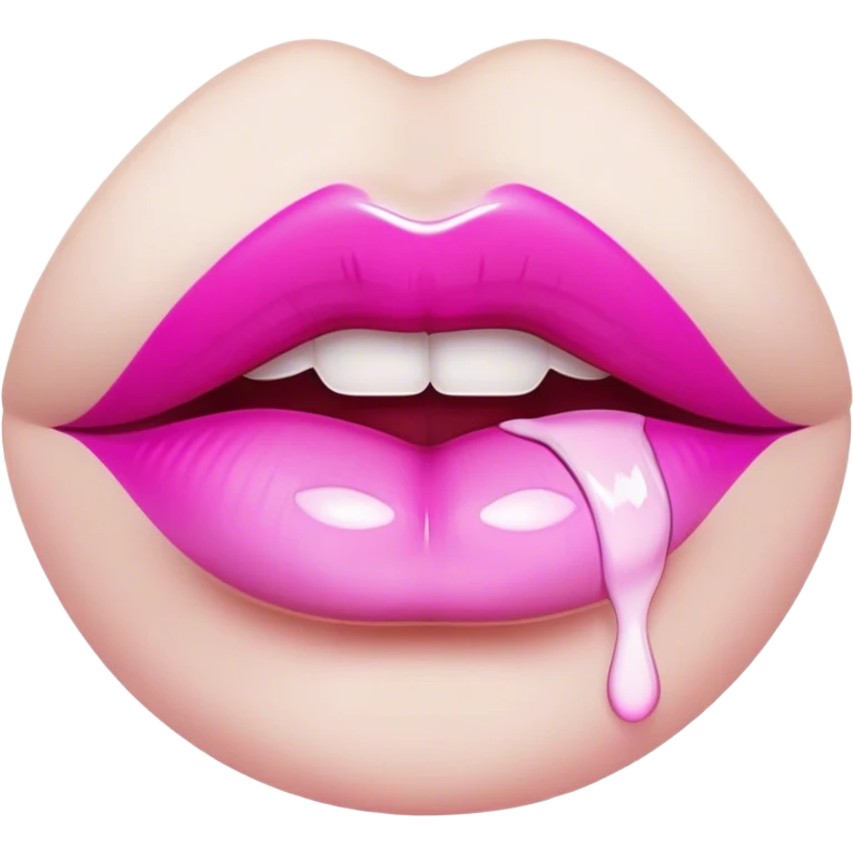 pink ombre glossy lips with white paint dripping off emoji