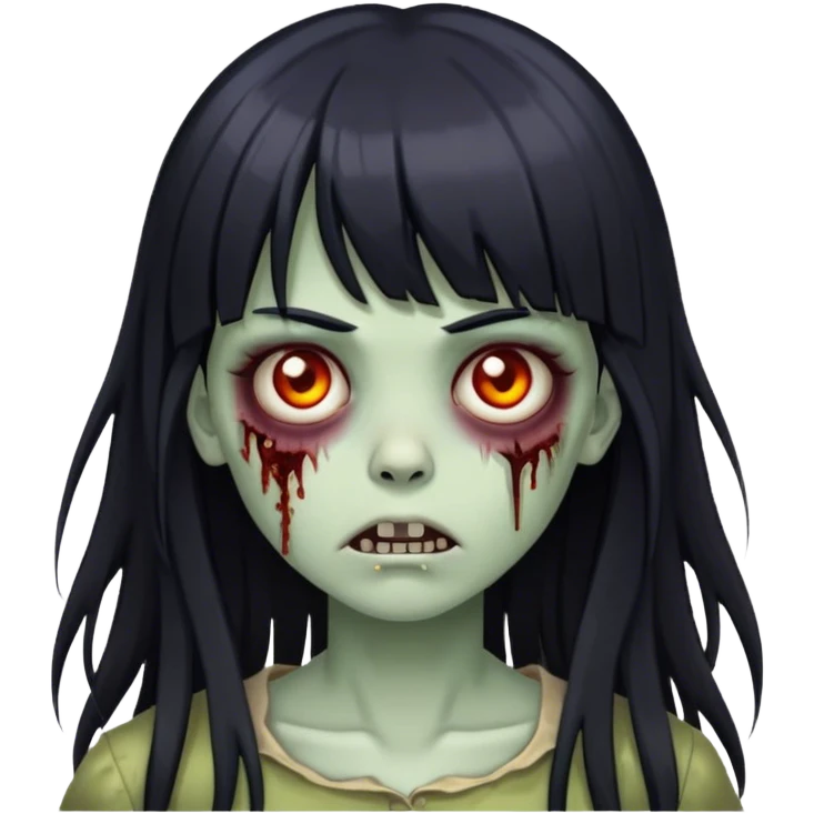 zumbie girl with black long hair with bangs  emoji