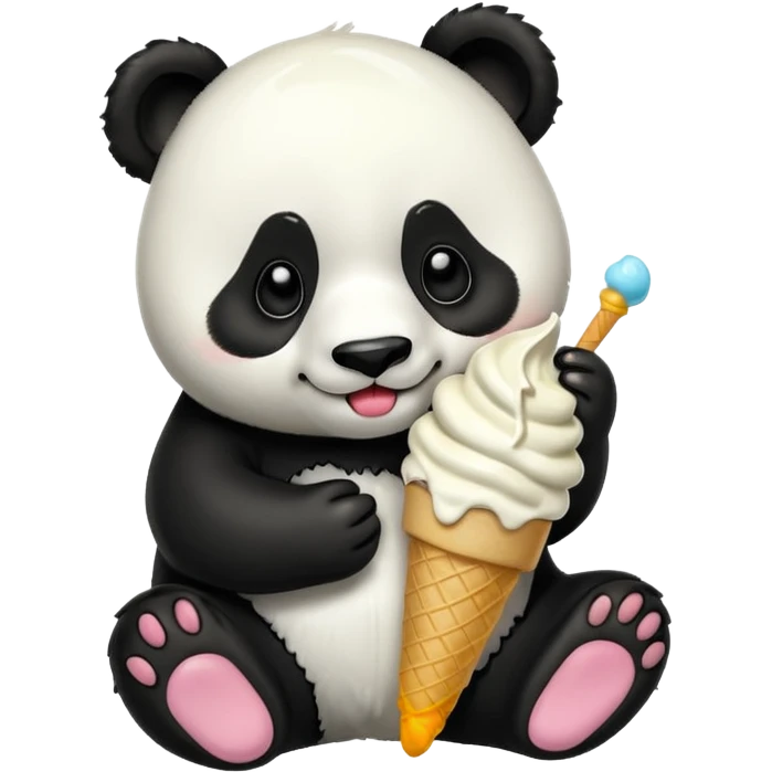 Panda eating ice cream emoji