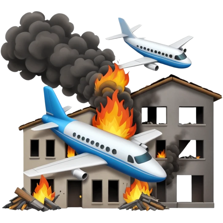 Plane into building  emoji