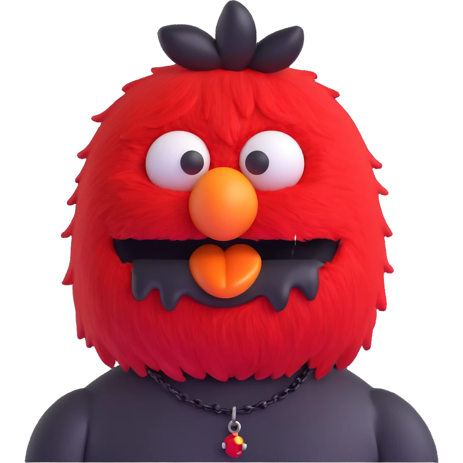 annoyed emo Elmo with piercings and a choker emoji