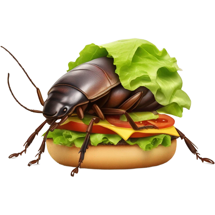 a cockroach eating a burger emoji
