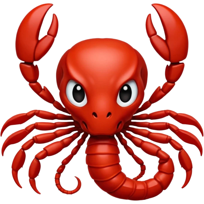 A 3D cartoon Scorpio zodiac sign in red, glossy texture, simple background, Memoji-style rendering. emoji