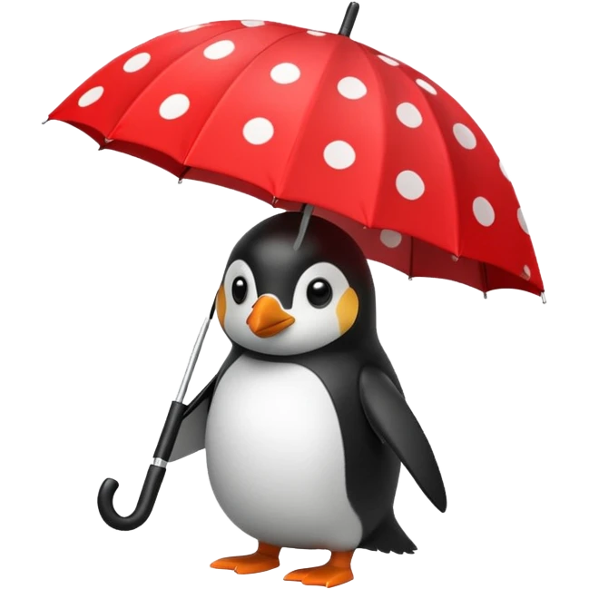 Penguin with red polka-dot umbrella emoji